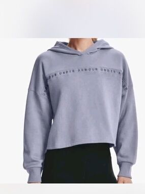 UNDER ARMOUR UA Women's TAPED Lilac Gray Fleece Hoodie Sweatshirt L flaw